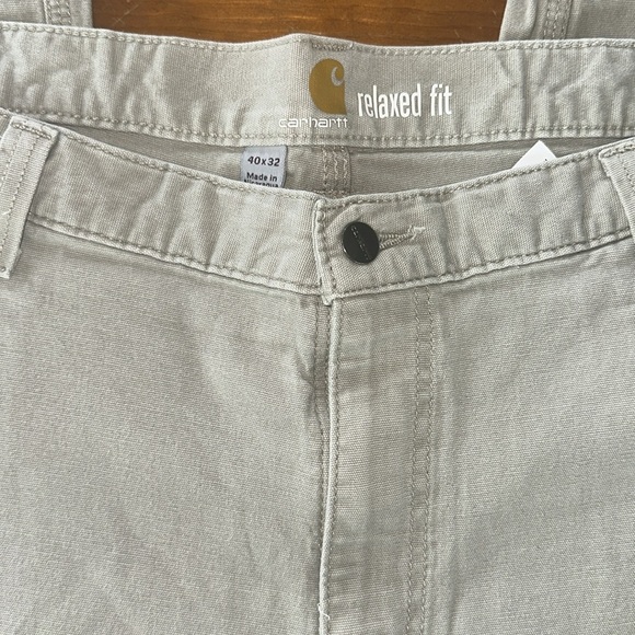 Vintage Carhartt men’s Canvas Workwear Light khaki relaxed fit Pants sz 40 x 32 - Picture 4 of 9